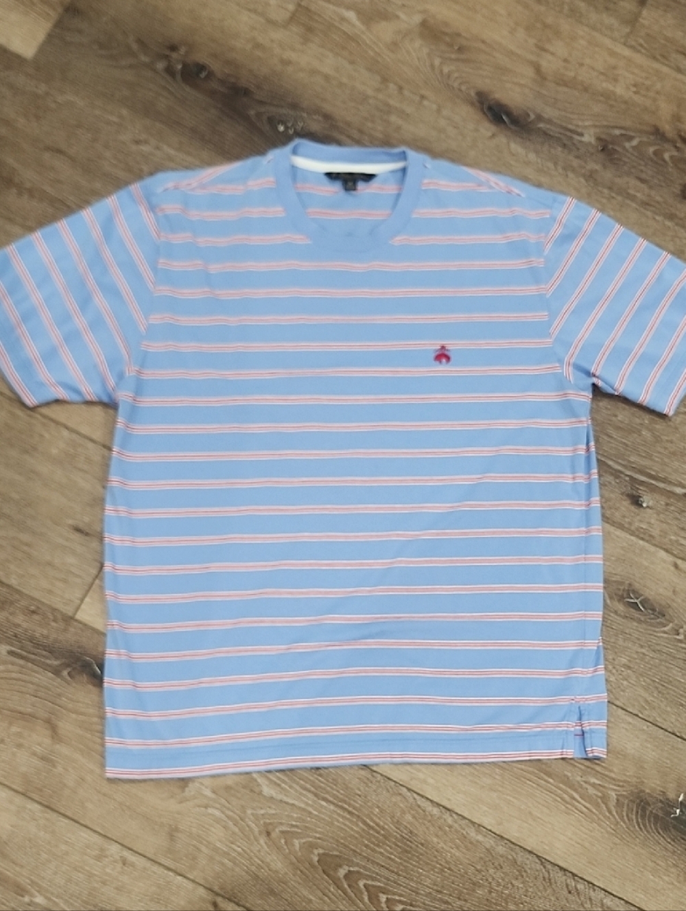 Brooks Brothers Supima Cotton Baby Blue Tee Preppy Stripe Logo Premium  Crewneck